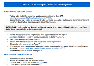 Checklist déménagement locataire à remettre au début du bail de location