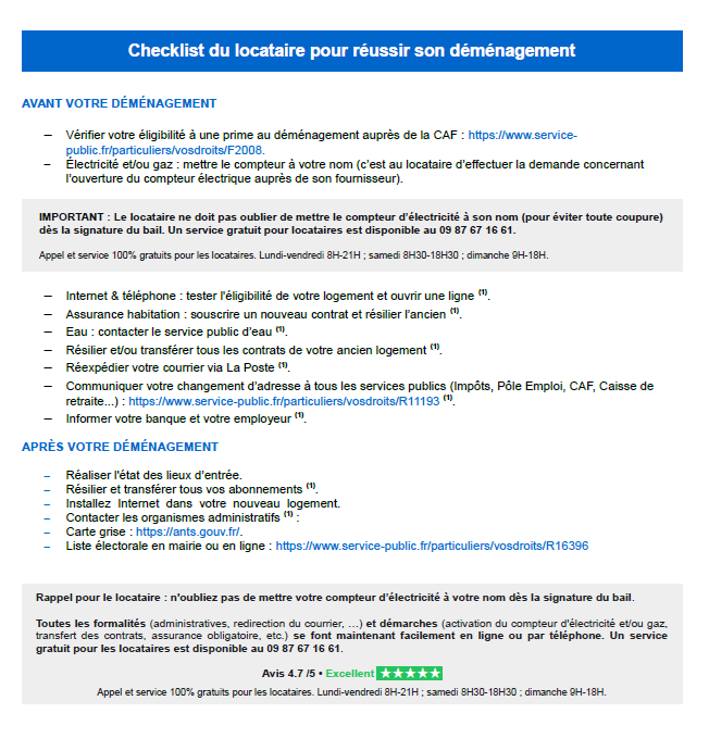 Aperçu de la checklist déménagement locataire 2026 baildelocation.com